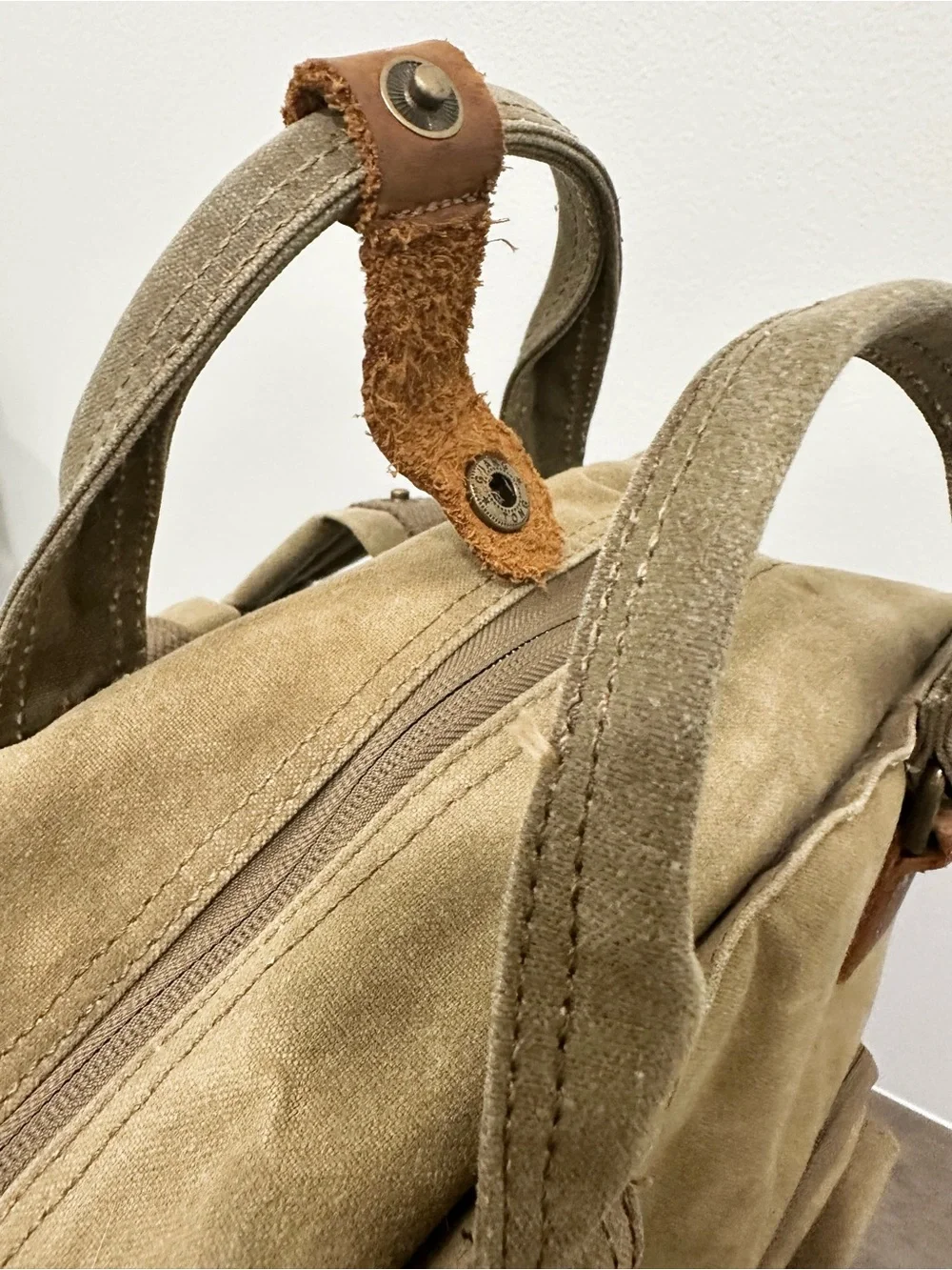 Waxed Canvas Camera Case Waterproof Travel Backpack Laptop Leather Trim Khaki